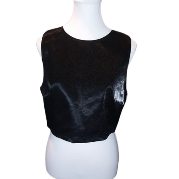Kirious 2-piece set faux leather crop top, black and green - Picture 1 of 6